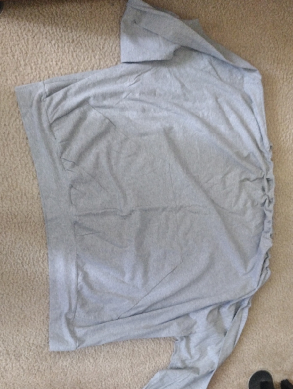 Women's Scrunch Neck Lightweight Gray Crewneck Shirt